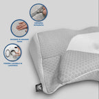 Cuscino ergonomico PM relax Memory Abbraccio a farfalla in memory foam grigio con fodera sfoderabile e lavabile