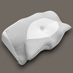 Cuscino ergonomico PM relax Memory Abbraccio in memory foam grigio e bianco con forma a farfalla e fodera sfoderabile