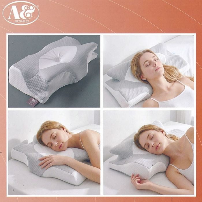 Cuscino ergonomico PM relax Memory Abbraccio in memory foam grigio con forma a farfalla per supporto collo e spalle