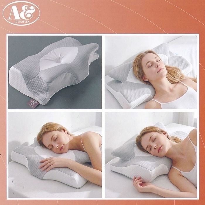 Cuscino ergonomico PM relax Memory Abbraccio in memory foam grigio con forma a farfalla per supporto collo e spalle