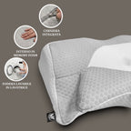 Cuscino ergonomico PM relax Memory Abbraccio a farfalla in memory foam grigio con fodera sfoderabile e lavabile