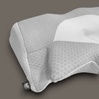 Cuscino ergonomico PM relax Memory Abbraccio in memory foam grigio e bianco con design a farfalla e fodera sfoderabile